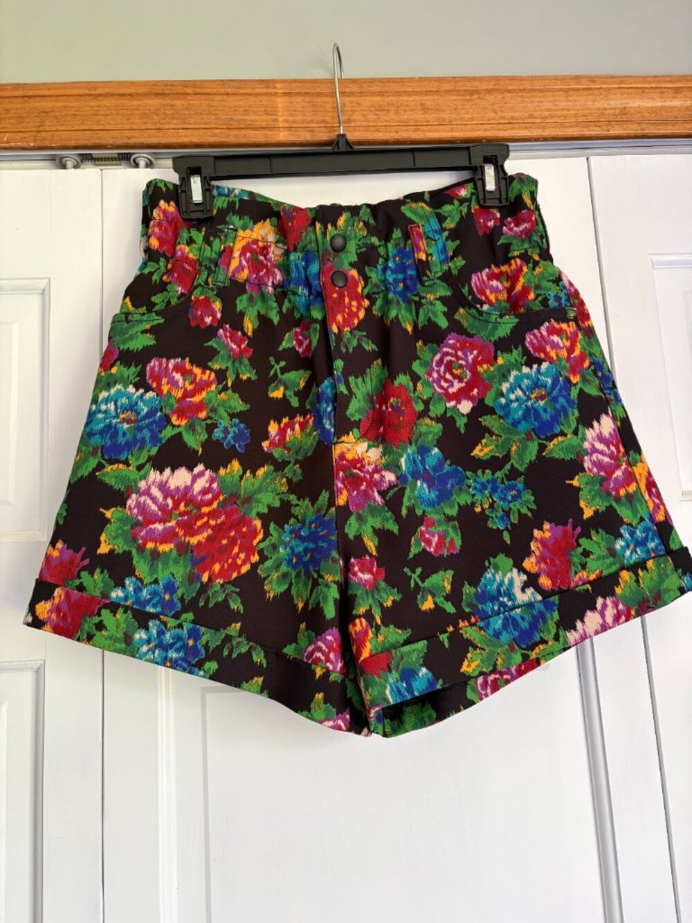 Zara Floral Paper Bag Designer High Waist Women's Shorts Pockets Size XS - Picture 8 of 8